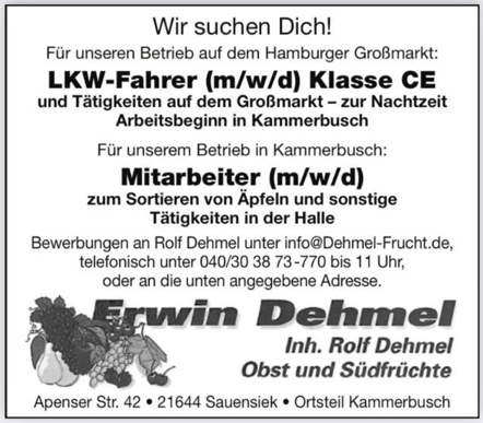 aktuelle Stellenanzeige der Fa. Dehmel